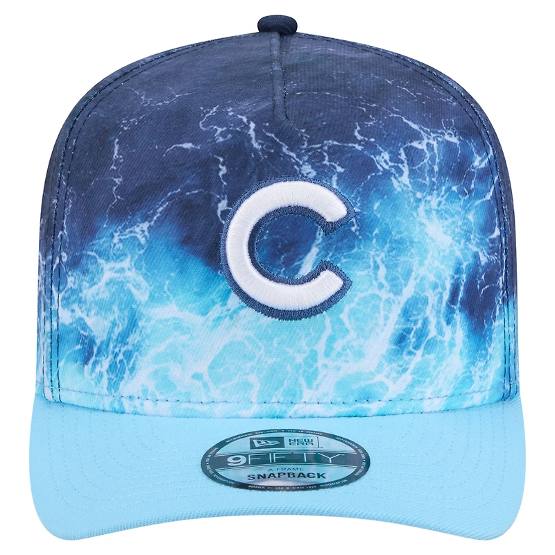 Men's New Era Light Blue Chicago Cubs Deep Water Pre-Curved 9FIFTY A-Frame Snapback Hat