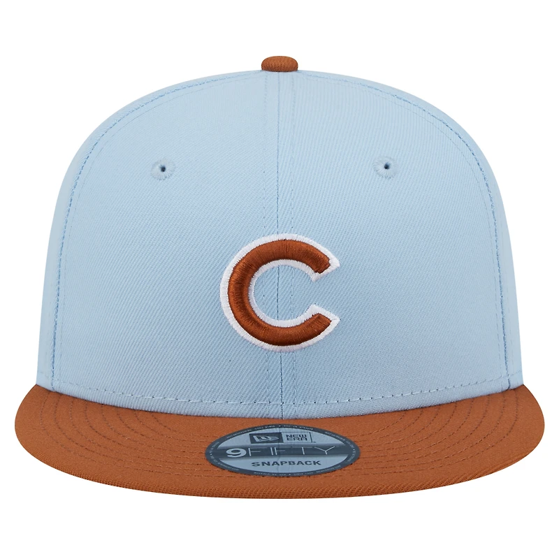 Casquette Snapback 9FIFTY bicolore bleu clair pour hommes des Chicago Cubs New Era