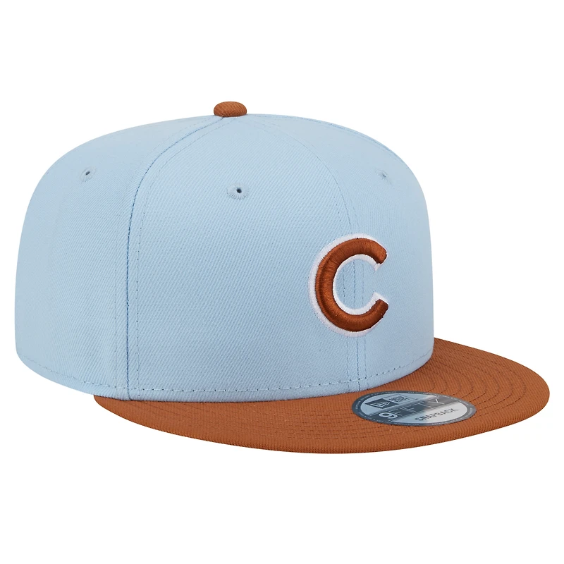 Casquette Snapback 9FIFTY bicolore bleu clair pour hommes des Chicago Cubs New Era