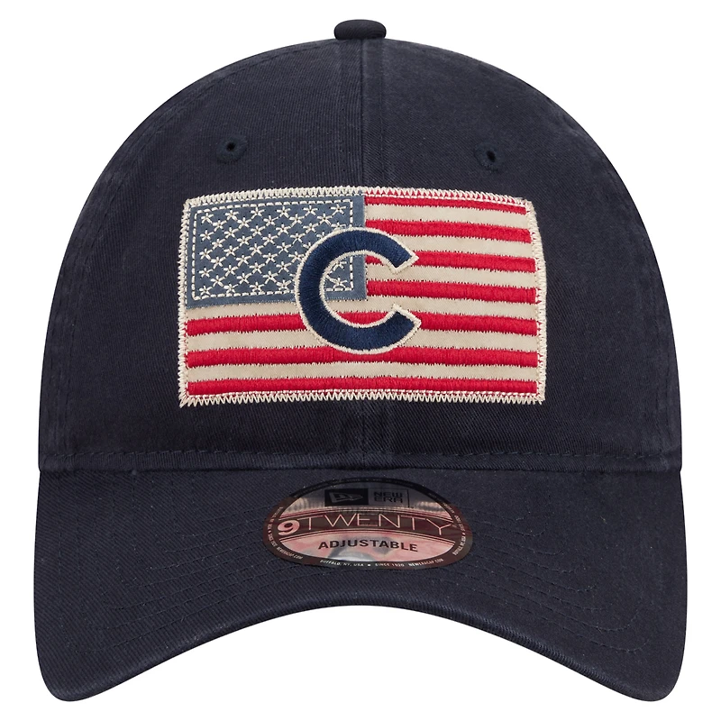 Men's New Era Navy Chicago Cubs Americana Flag 9TWENTY Adjustable Hat