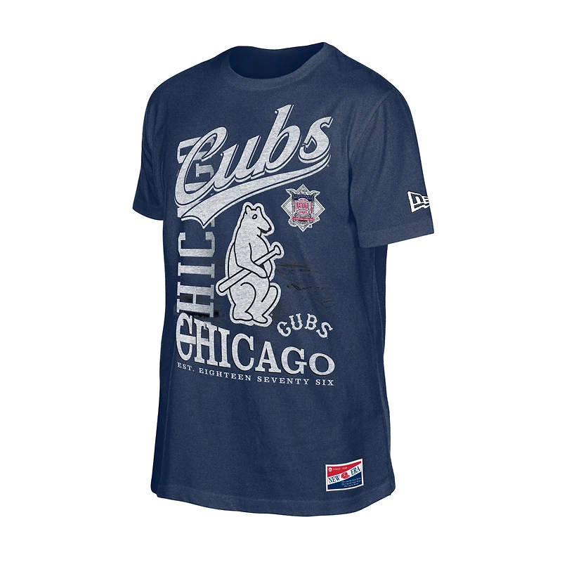 Men's New Era Navy Chicago Cubs Oversized Throwback Distressed T-Shirt