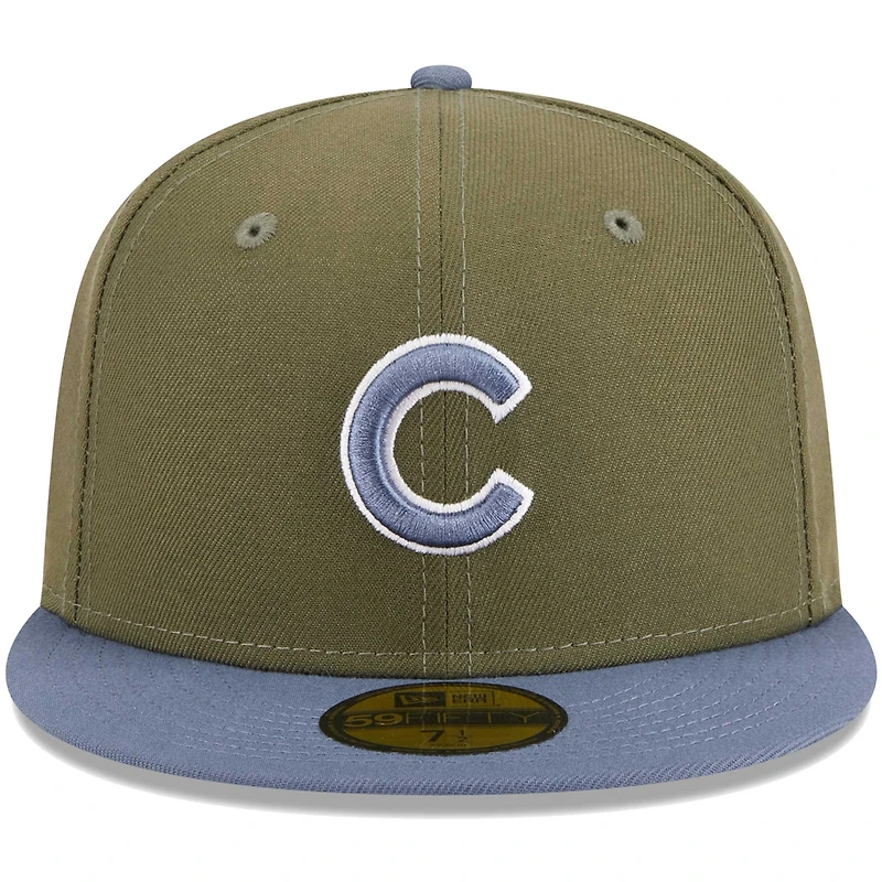Casquette ajustée 59FIFTY Chicago Cubs New Era pour homme, olive/bleu