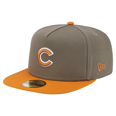 Casquette ajustée A-Frame 59FIFTY bicolore olive/orange des Chicago Cubs pour homme New Era
