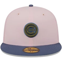 Men's New Era Pink/Blue Chicago Cubs  Olive Undervisor 59FIFTY Fitted Hat