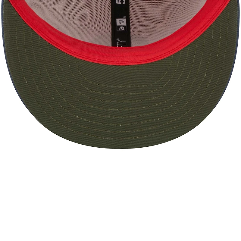 Men's New Era Pink/Blue Chicago Cubs  Olive Undervisor 59FIFTY Fitted Hat