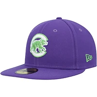 Casquette ajustée 59FIFTY pour homme Chicago Cubs Lime Side Patch New Era pourpre