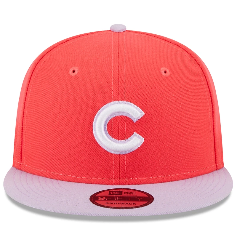 Casquette Snapback 9FIFTY Spring Basic Two-Tone pour homme Chicago Cubs New Era rouge/violet