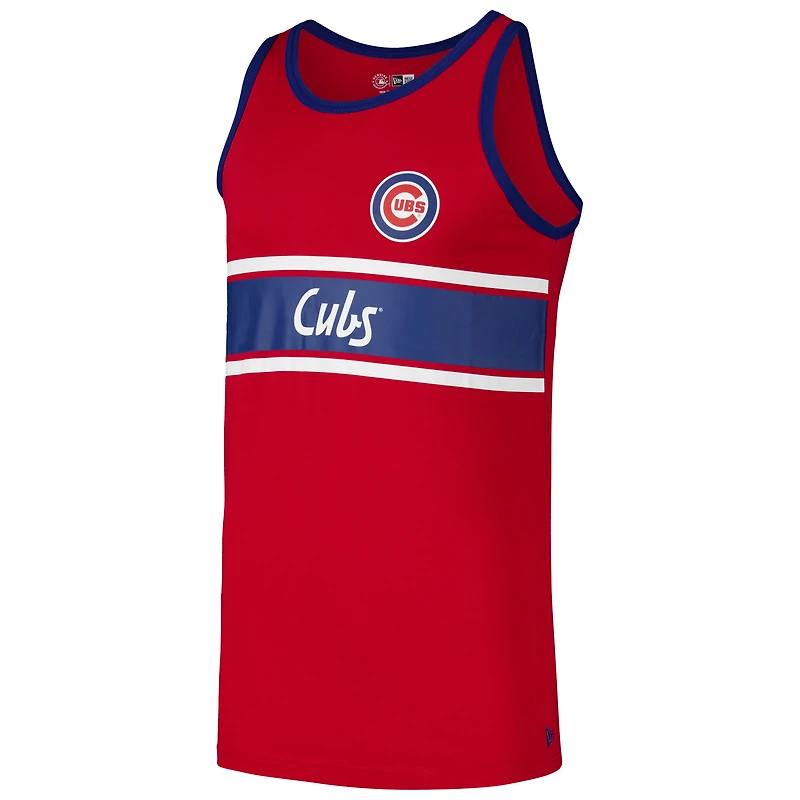 Débardeur Ringer en jersey rouge New Era pour hommes des Chicago Cubs