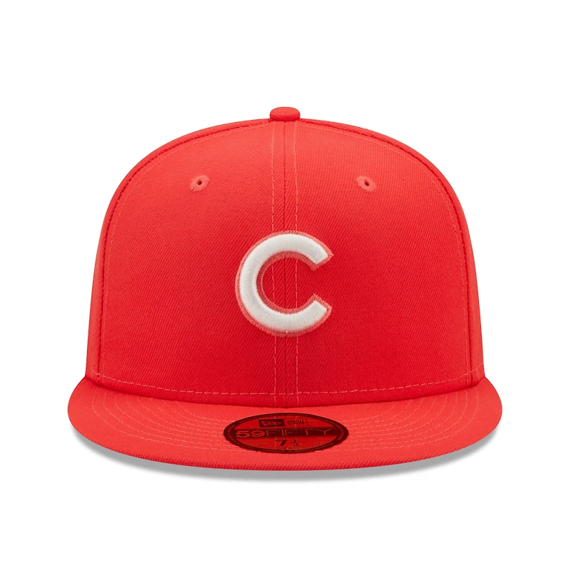 Casquette ajustée 59FIFTY Chicago Cubs Lava Highlighter logo New Era pour homme avec rouge
