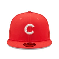 Casquette ajustée 59FIFTY Chicago Cubs Lava Highlighter logo New Era pour homme avec rouge
