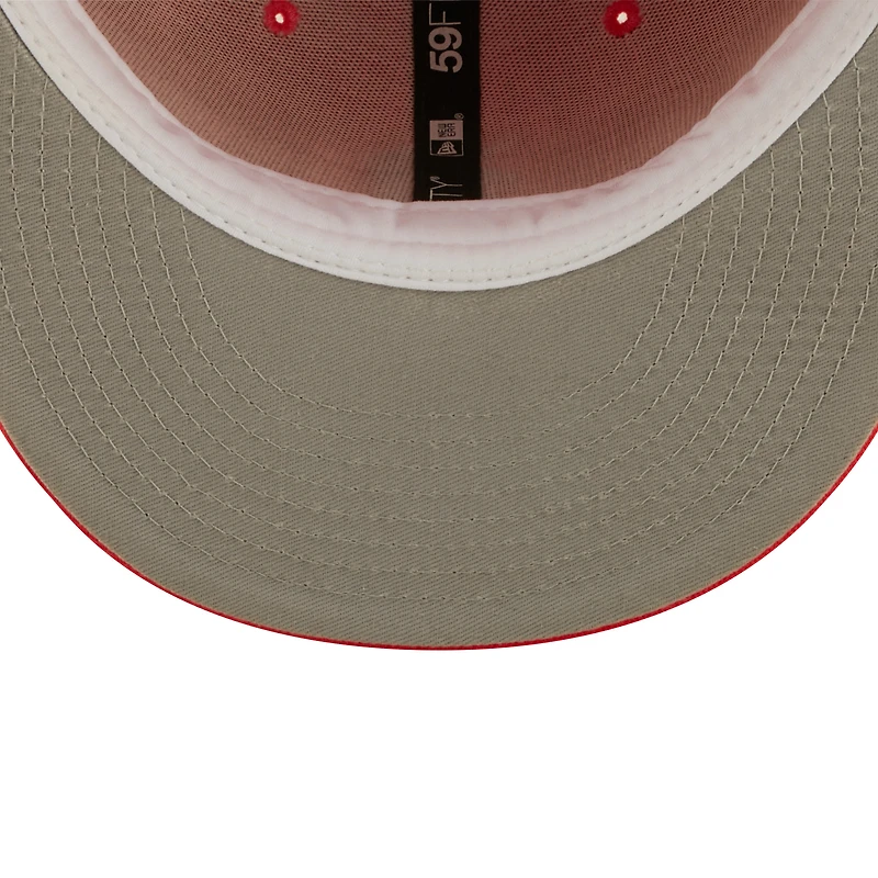 Casquette ajustée 59FIFTY Chicago Cubs Lava Highlighter logo New Era pour homme avec rouge