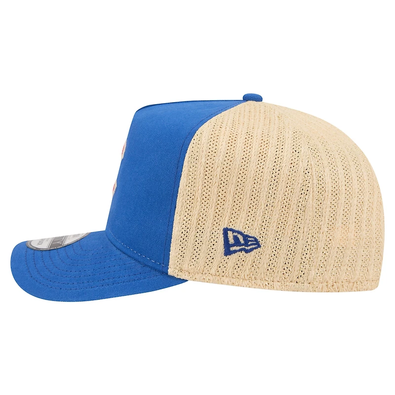 Men's New Era Royal/Natural Chicago Cubs Grained 9FIFTY A-Frame Trucker Adjustable Hat