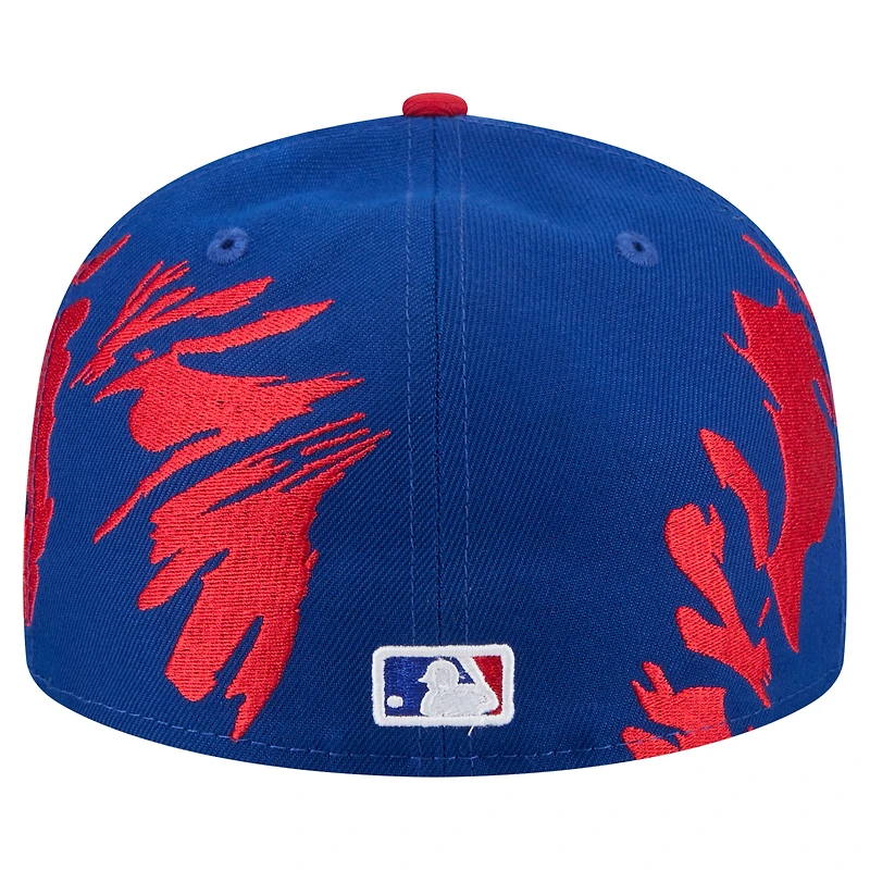 Casquette ajustée 59FIFTY Chicago Cubs pour homme New Era Royal/Red Retro Pattern
