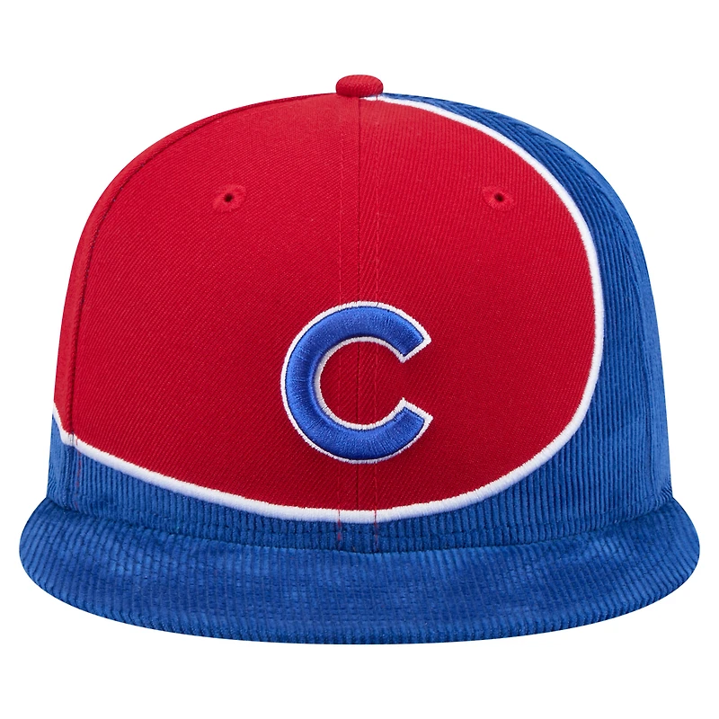 Men's New Era Royal/Red Chicago Cubs Retro Split Corduroy Snapback Hat