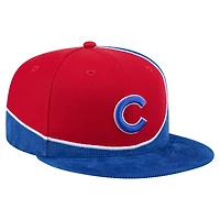 Casquette snapback rétro en velours côtelé New Era pour homme, bleu royal/rouge, des Chicago Cubs