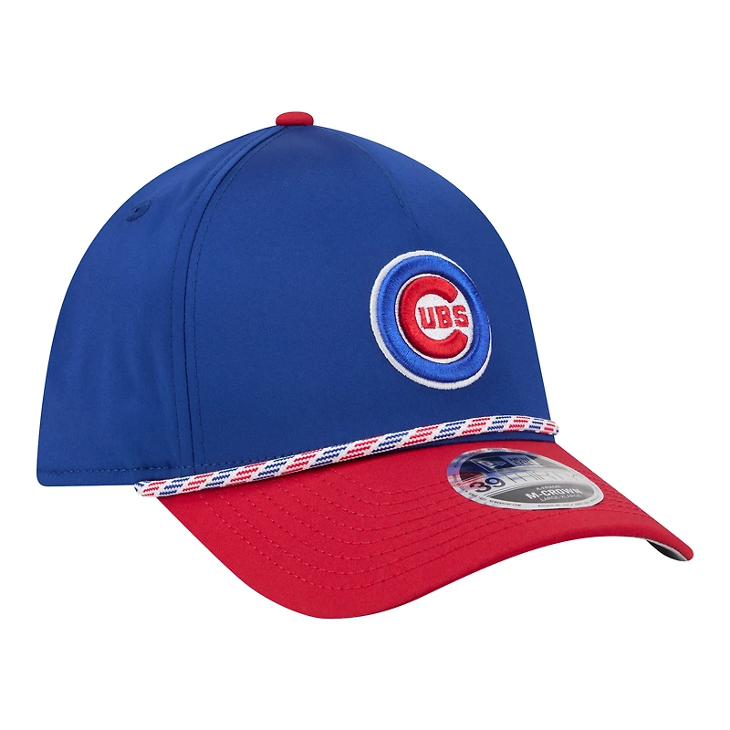 Casquette New Era Flex 39THIRTY pour homme, bleu royal/rouge, Chicago Cubs, modèle Rope M-Crown A-Frame.