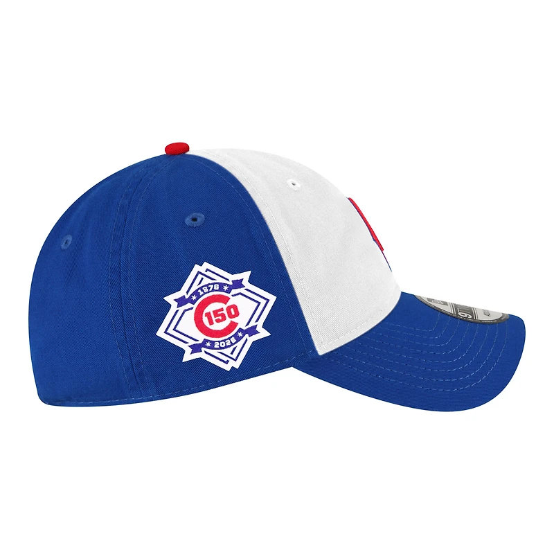 Casquette New Era Royal/Blanche Chicago Cubs 150e anniversaire, style classique décontracté, ajustable