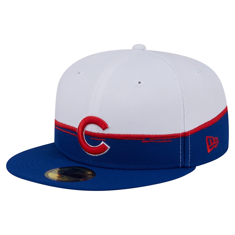Casquette ajustée 59FIFTY Paint Stroke des Chicago Cubs pour homme New Era Royal/White