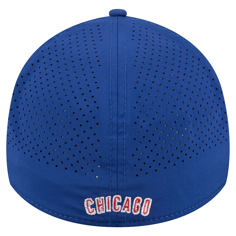 Casquette New Era Royal Chicago Cubs 39THIRTY A-Frame perforée Flex pour homme