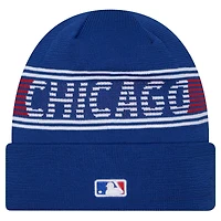 Bonnet en tricot à revers Royal Chicago Cubs Authentic Collection pour homme de New Era