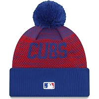 Bonnet en tricot à revers sport avec pompon pour homme New Era Royal Chicago Cubs Authentic Collection