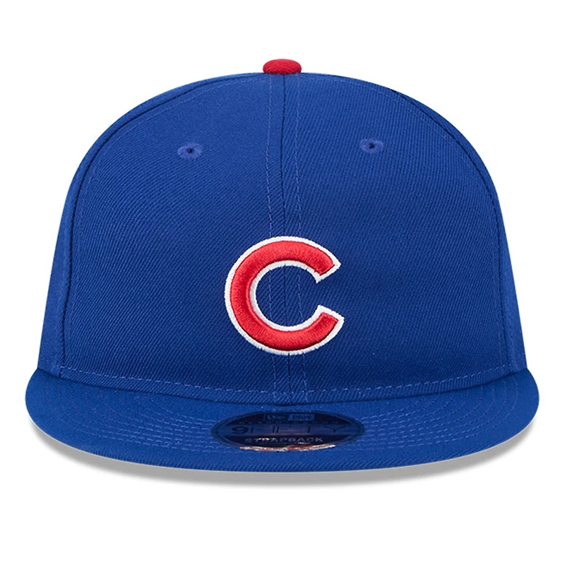 Casquette ajustable New Era Royal Chicago Cubs pour homme, modèle 9FIFTY, style rétro, avec couronne, Hall of Fame
