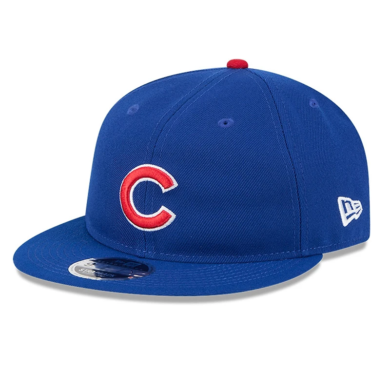 Casquette ajustable New Era Royal Chicago Cubs pour homme, modèle 9FIFTY, style rétro, avec couronne, Hall of Fame