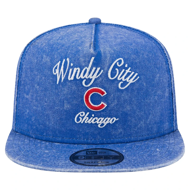 Men's New Era Royal Chicago Cubs City Slogan A-Frame 9FIFTY Snapback Hat