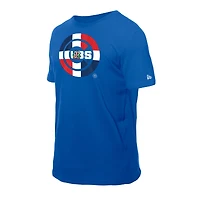 T-shirt New Era Royal Chicago Cubs pour homme avec logo drapeau de la République dominicaine