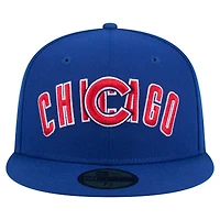 Casquette ajustée New Era Royal Chicago Cubs Overlap 59FIFTY pour homme