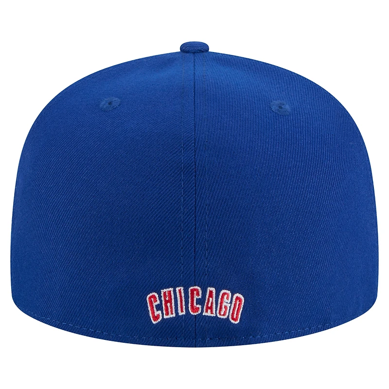 Casquette ajustée New Era Royal Chicago Cubs Overlap 59FIFTY pour homme
