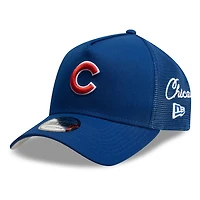 Casquette trucker ajustable New Era Royal Chicago Cubs Side Script 9FORTY pour homme
