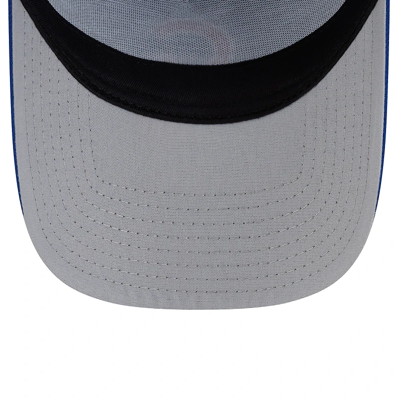 Men's New Era Royal Chicago Cubs Side Script 9FORTY A-Frame Trucker Adjustable Hat