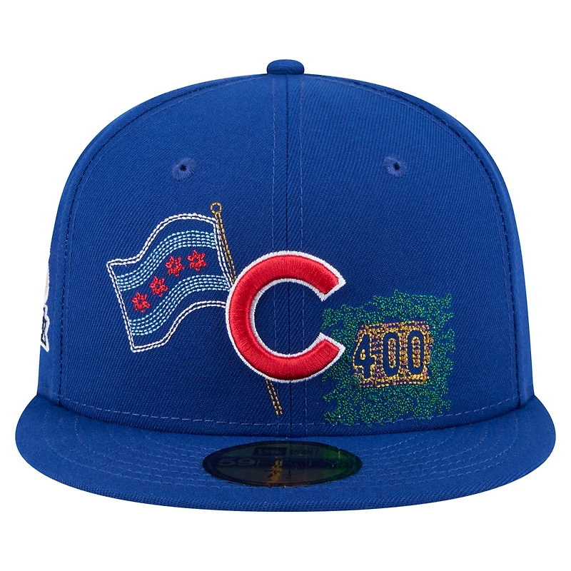 Casquette ajustée 59FIFTY Royal Chicago Cubs State Stitch pour homme de New Era