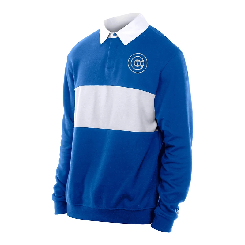 Polo de rugby à blocs couleurs Chicago Cubs Throwback Prep Royal New Era pour homme
