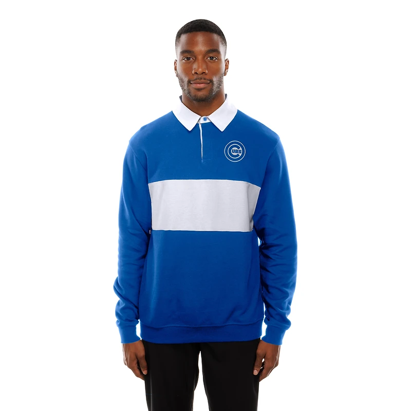 Polo de rugby à blocs couleurs Chicago Cubs Throwback Prep Royal New Era pour homme