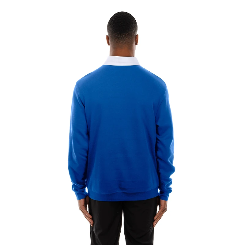 Men's New Era Royal Chicago Cubs Throwback Prep Colorblock Rugby Polo