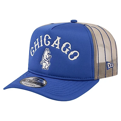 Men's New Era Royal Chicago Cubs Vintage Arched Foam Front 9FIFTY A-Frame Adjustable Trucker Hat