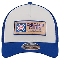 Casquette New Era Stone/Royal Chicago Cubs pour homme avec texte A-Frame Trucker 9FORTY
