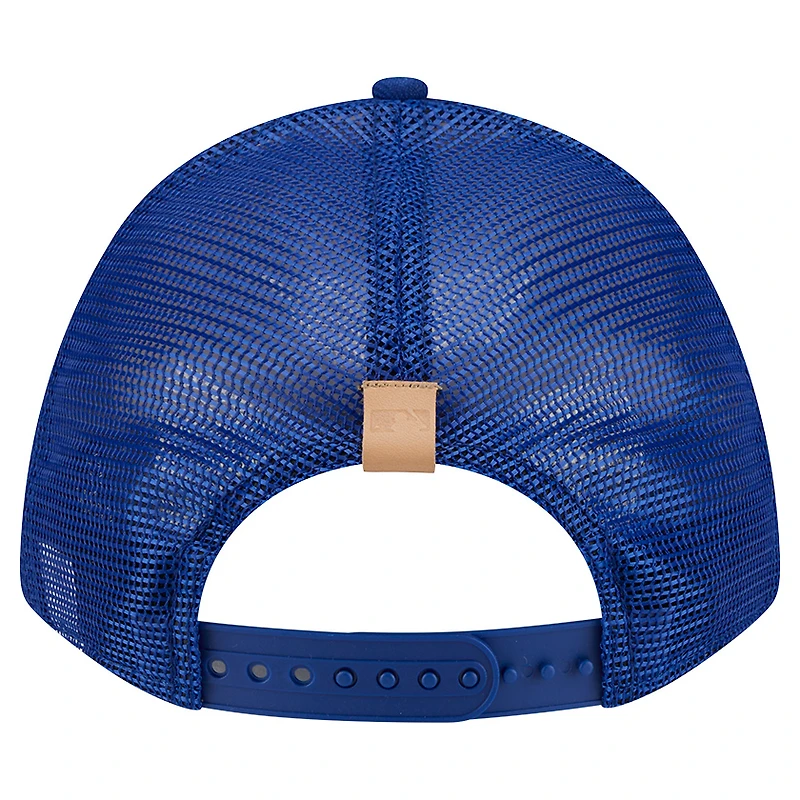 Men's New Era Stone/Royal Chicago Cubs Text A-Frame Trucker 9FORTY Hat