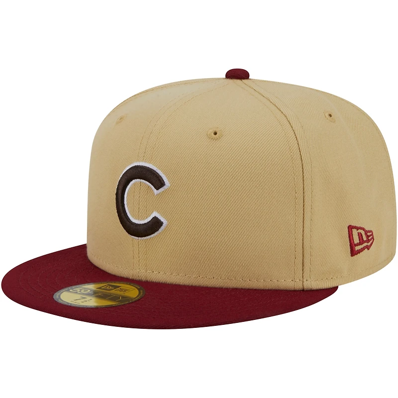 Men's New Era Vegas Gold/Cardinal Chicago Cubs 2-Tone 59FIFTY Fitted Hat