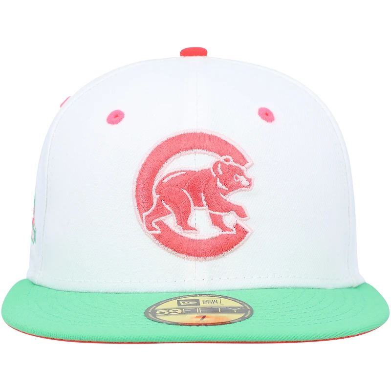 Casquette ajustée 59FIFTY Chicago Cubs Watermelon Lolli New Era pour homme, blanc/vert