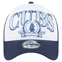 Men's New Era White/Navy Chicago Cubs Distressed 9FORTY A-Frame Adjustable Trucker Hat