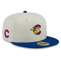 Casquette ajustée New Era 59FIFTY pour homme, blanche et bleue, motif floral des Cubs de Chicago