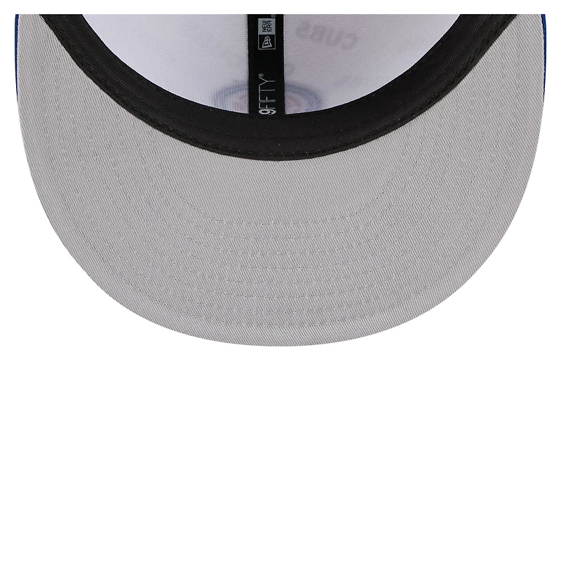Casquette ajustée New Era 59FIFTY blanche/bleu roi des Chicago Cubs pour homme