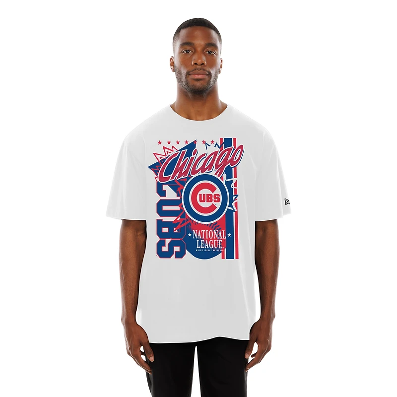 Men's New Era White Chicago Cubs Big Graphic Domestic T-Shirt