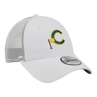 Men's New Era  White Chicago Cubs Flag 9FORTY Trucker Adjustable Hat