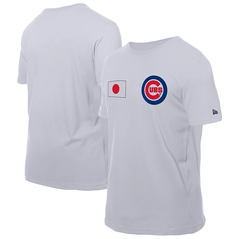 T-shirt New Era blanc pour homme avec drapeau japonais des Chicago Cubs