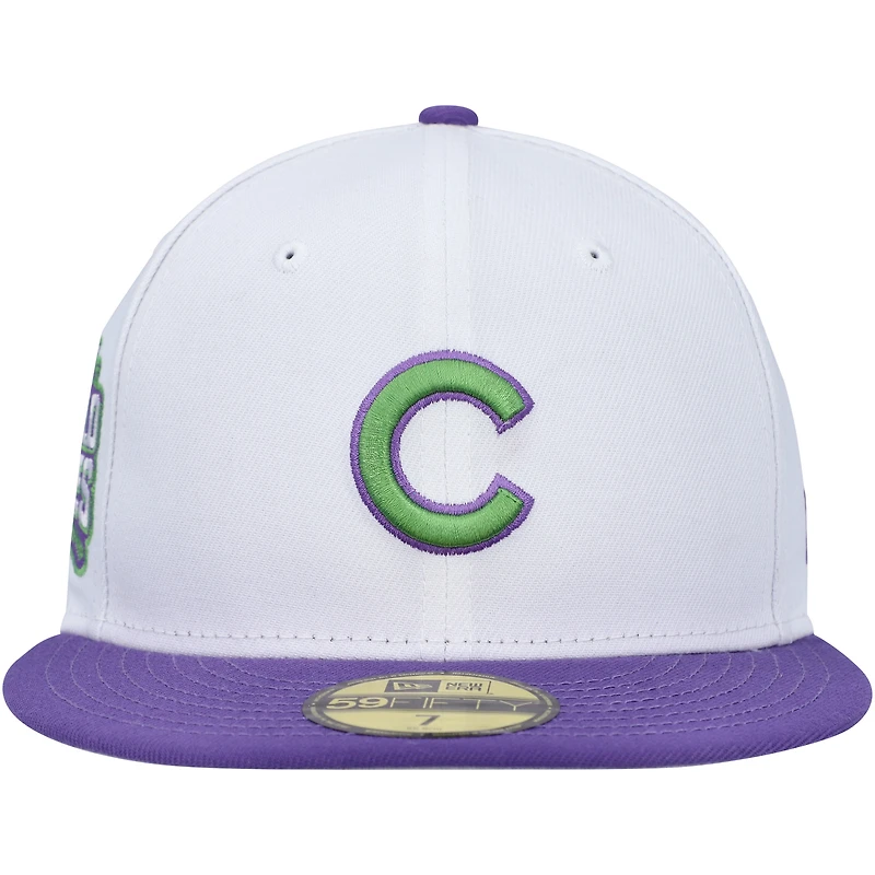 Men's New Era White Chicago Cubs  Side Patch 59FIFTY Fitted Hat