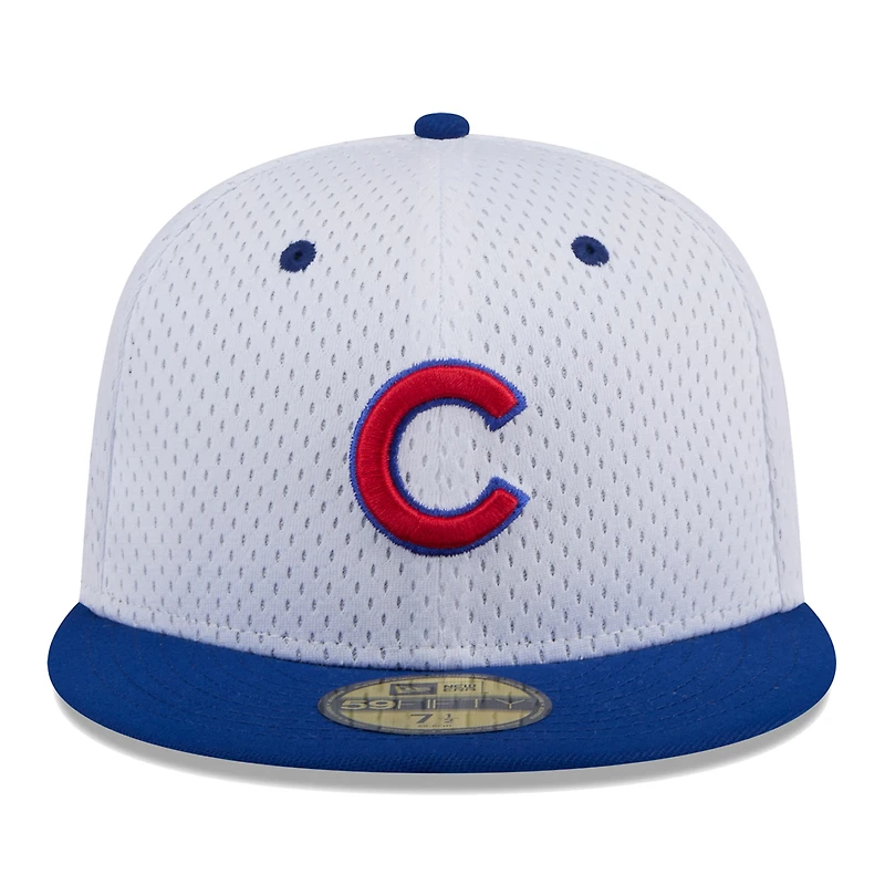 Casquette ajustée 59FIFTY en maille Throwback blanche des Chicago Cubs New Era pour hommes